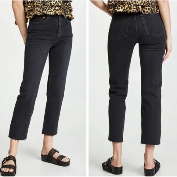 Re/Done 70s Stove Pipe Black Jeans Size 29 new with tags preppy casual classic - Picture 2 of 6